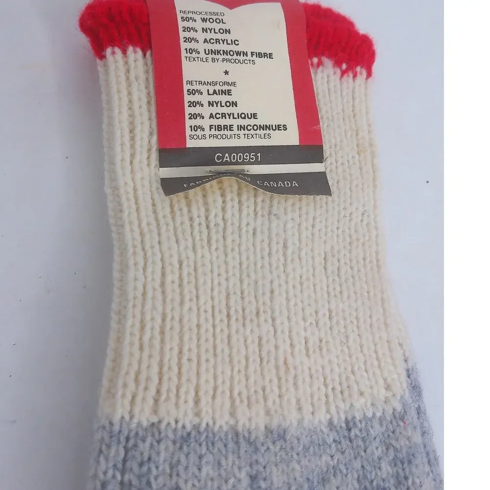 Vintage Glenknit Wool Socks Canada Grey Mens 7-8.5 Womens 8.5-10 New